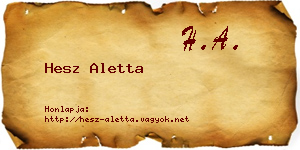 Hesz Aletta névjegykártya